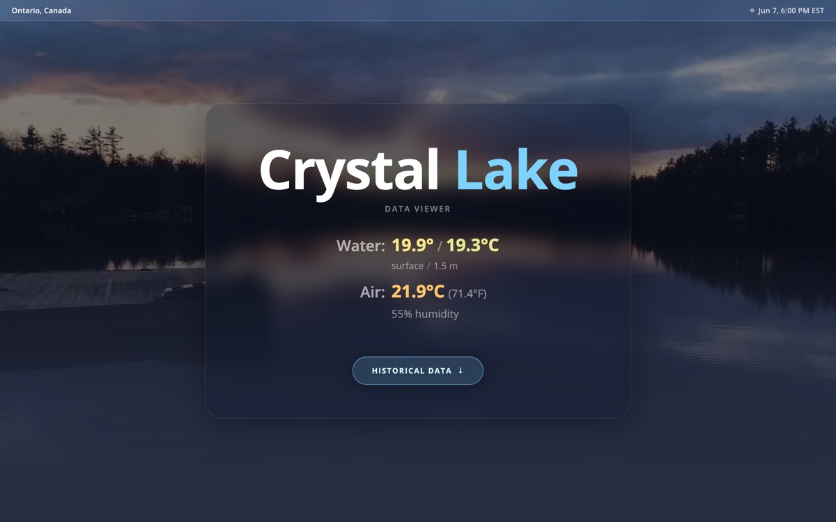 crystallake.garden — live lake sensor data viewer